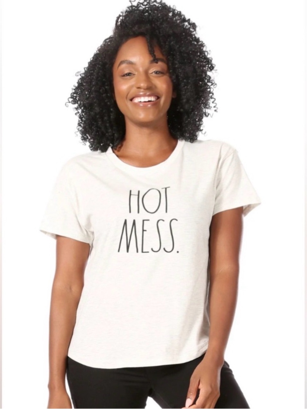RAE DUNN HOT MESS Graphic Tee S 18” p2p White EUC - Picture 1 of 7